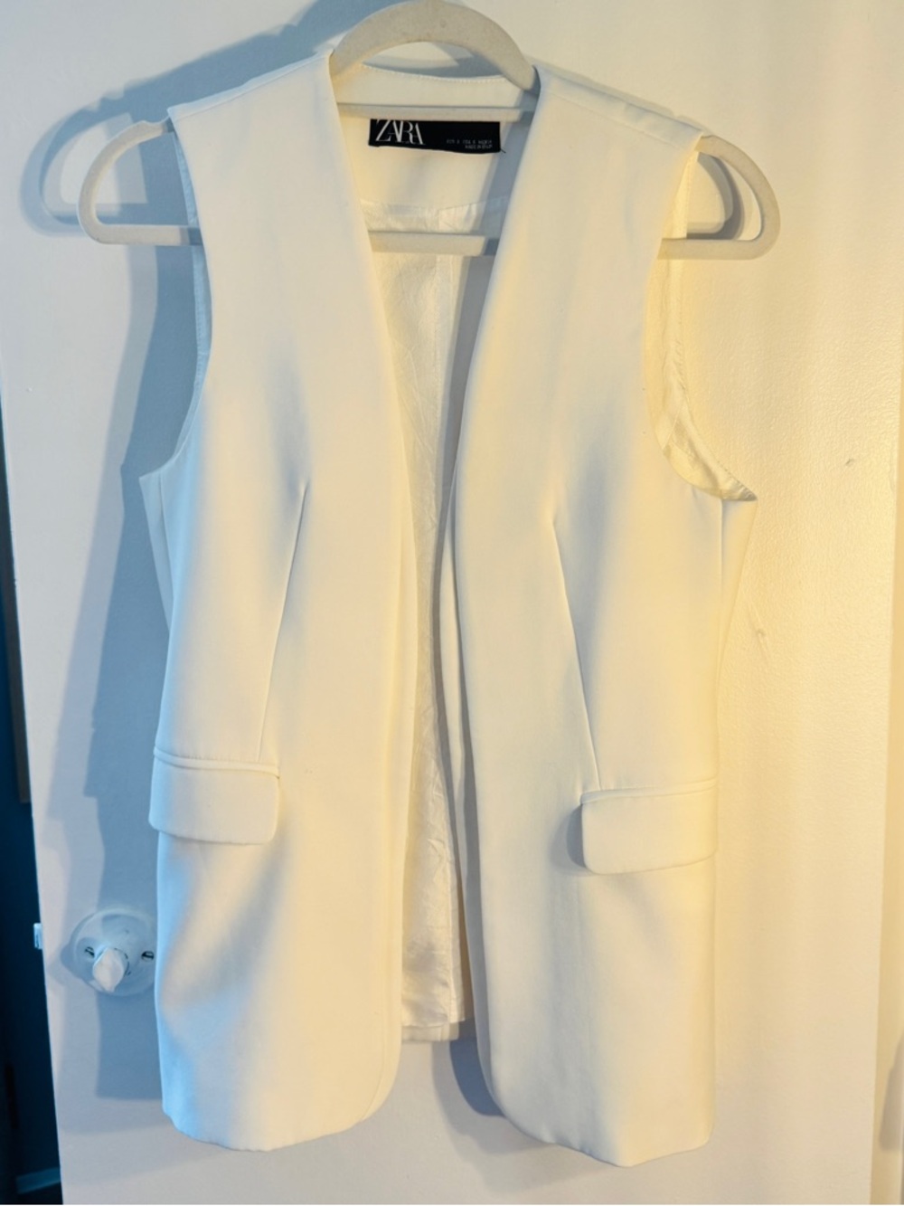 Zara Cream Sleeveless Tailored Vest